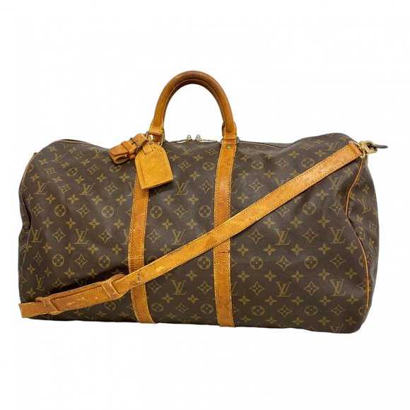 LOUIS VUITTON Brown Monogram Keepall Bandouliere 55 Boston Bag - Picture 1 of 16